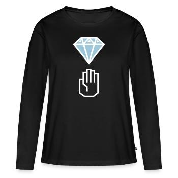 Diamond hands - Frauen Premium Bio Langarmshirt - Schwarz - Vorne - Julia (174cm)