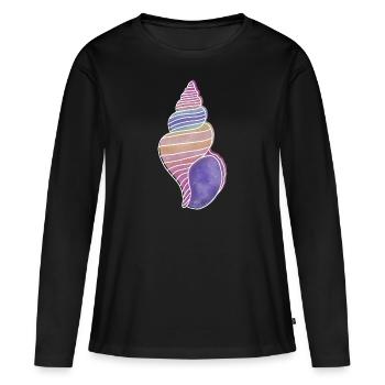 "Snail Shell", Boho Line Art Design, "Shells" - Women's Premium Organic Long Sleeve Shirt - black - Front - Julia (174cm)