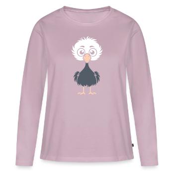 autruche - T-shirt manches longues Premium bio Femme - rose poudré - Devant - Julia (174cm)