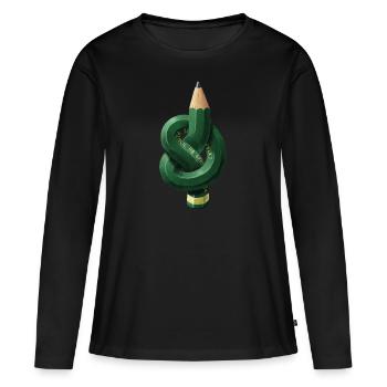 Crayon avec des nœuds - T-shirt manches longues Premium bio Femme - noir - Devant - Julia (174cm)