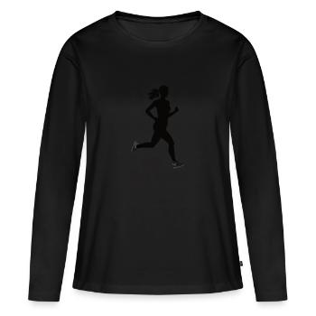 Pas d’excuses - Fitness - Santé - Sport - Gym - T-shirt manches longues Premium bio Femme - noir - Devant - Julia (174cm)