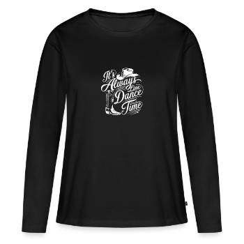 Line Dance Time Zeit zum Tanzen Linedance - Frauen Premium Bio Langarmshirt - Schwarz - Vorne - Julia (174cm)