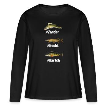 pike perch favorite fish fishing anglers - Women's Premium Organic Long Sleeve Shirt - black - Front - Julia (174cm)