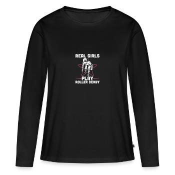Roller derby - T-shirt manches longues Premium bio Femme - noir - Devant - Julia (174cm)