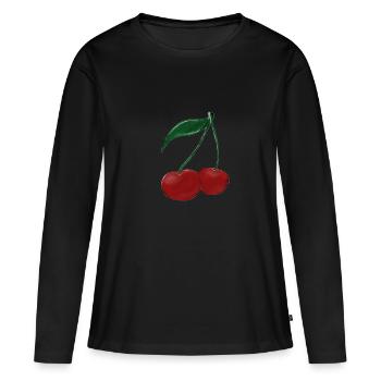 Cerise - T-shirt manches longues Premium bio Femme - noir - Devant - Julia (174cm)