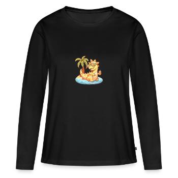 Dinosaure Stegosaurus Island Palm - T-shirt manches longues Premium bio Femme - noir - Devant - Julia (174cm)