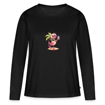 Palmier d’été de l’île Bouquet - T-shirt manches longues Premium bio Femme - noir - Devant - Julia (174cm)