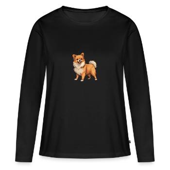 Chien de Poméranie - T-shirt manches longues Premium bio Femme - noir - Devant - Julia (174cm)