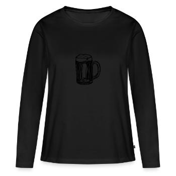 Chope à bière Bière - T-shirt manches longues Premium bio Femme - noir - Devant - Julia (174cm)