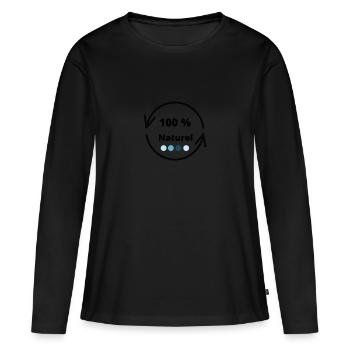 Sticker 100 % natural - T-shirt manches longues Premium bio Femme - noir - Devant - Julia (174cm)