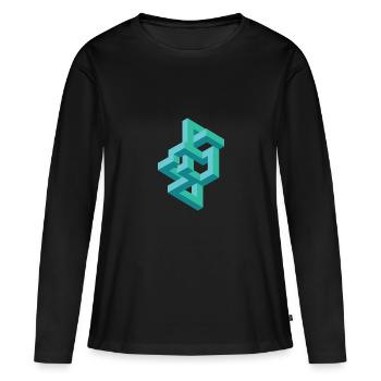 Illusion Illusion d’optique - T-shirt manches longues Premium bio Femme - noir - Devant - Julia (174cm)