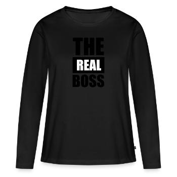 The Real Boss ❤ Partner Look - Women's Premium Organic Long Sleeve Shirt - black - Front - Julia (174cm)