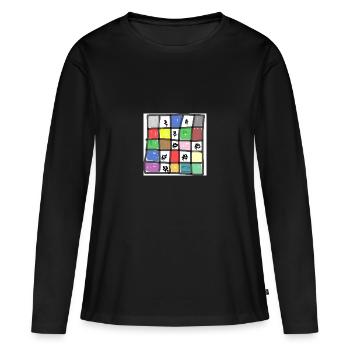colorful square divided into squares, with numbers - Women's Premium Organic Long Sleeve Shirt - black - Front - Julia (174cm)