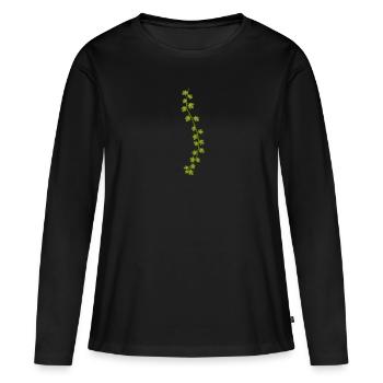 Gemeiner Efeu | Pflanzen Illustration - Frauen Premium Bio Langarmshirt - Schwarz - Vorne - Julia (174cm)