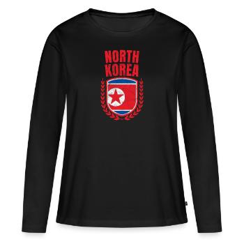 Corée du Nord - T-shirt manches longues Premium bio Femme - noir - Devant - Julia (174cm)