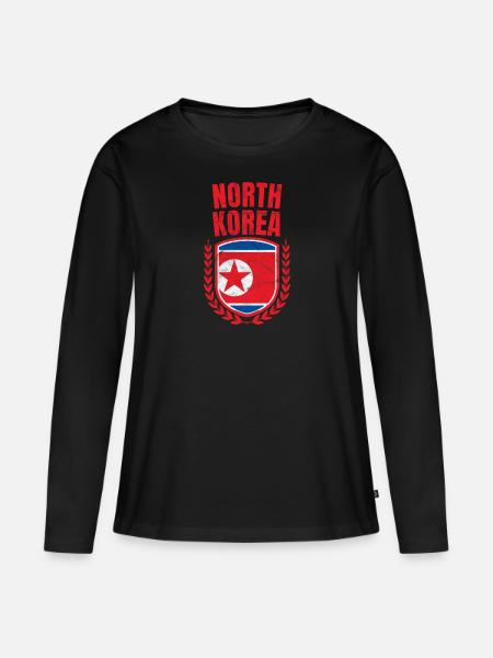 Nordkorea - Frauen Premium Bio Langarmshirt - Schwarz