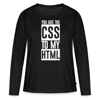 You Are The CSS To My HTML - Frauen Premium Bio Langarmshirt - Schwarz - Vorne - Julia (174cm)