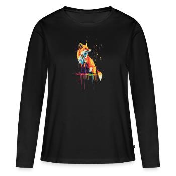 Renard roux - T-shirt manches longues Premium bio Femme - noir - Devant - Julia (174cm)
