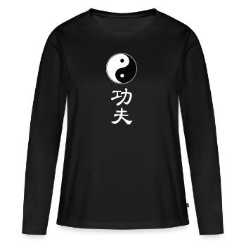 tao kung fu - T-shirt manches longues Premium bio Femme - noir - Devant - Julia (174cm)