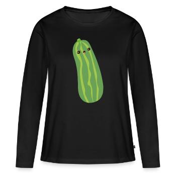 concombre - T-shirt manches longues Premium bio Femme - noir - Devant - Julia (174cm)