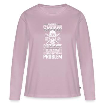 Fosse de houe souterraine minière - T-shirt manches longues Premium bio Femme - rose poudré - Devant - Julia (174cm)