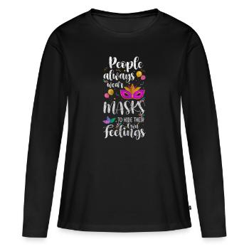 Protection des parties inconnues - T-shirt manches longues Premium bio Femme - noir - Devant - Julia (174cm)