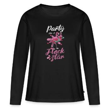 Poolparty Party Urlaub Partyzeit - Frauen Premium Bio Langarmshirt - Schwarz - Vorne - Julia (174cm)