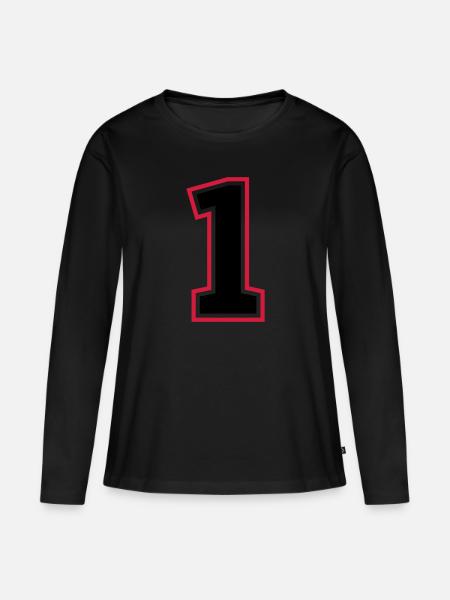 1 zahl - Frauen Premium Bio Langarmshirt - Schwarz