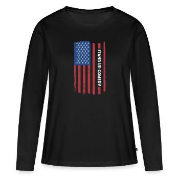 Comedian Us Flag Stand Up Comedy - Frauen Premium Bio Langarmshirt - Schwarz - Vorne - Julia (174cm)