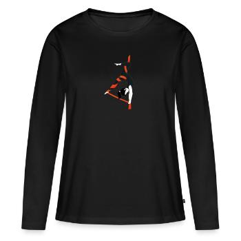 Aerial Silks Vertikaltuchakrobatik - Frauen Premium Bio Langarmshirt - Schwarz - Vorne - Julia (174cm)