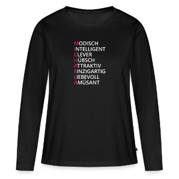Michaela Name Geschenk - Frauen Premium Bio Langarmshirt - Schwarz - Vorne - Julia (174cm)