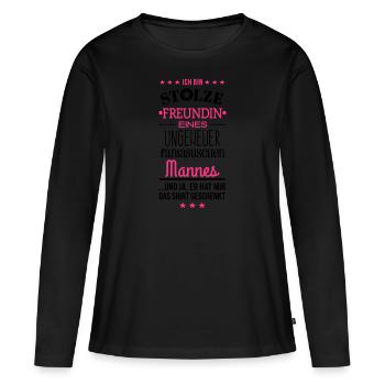 Ungeheuer fantastischer Mann - Freundin / Shirt - Frauen Premium Bio Langarmshirt - Schwarz - Vorne - Julia (174cm)