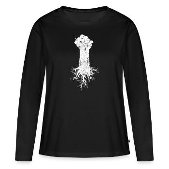 La résistance - T-shirt manches longues Premium bio Femme - noir - Devant - Julia (174cm)