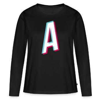 A - lettre A - T-shirt manches longues Premium bio Femme - noir - Devant - Julia (174cm)