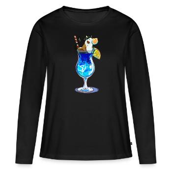 Vache + Blue Lagoon = Moo Lagoon - T-shirt manches longues Premium bio Femme - noir - Devant - Julia (174cm)
