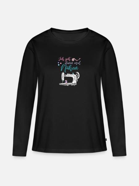 Ich geh dann mal nähen - Spruch für Nähbegeisterte - Frauen Premium Bio Langarmshirt - Schwarz