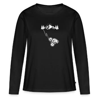 Mountainbike Bär Mountainbike Mountainbike - Frauen Premium Bio Langarmshirt - Schwarz - Vorne - Julia (174cm)