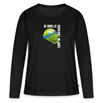 Meilleur chef de travaux - T-shirt manches longues Premium bio Femme - noir - Devant - Julia (174cm)