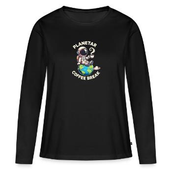 Planetary Coffee Break - Women's Premium Organic Long Sleeve Shirt - black - Front - Julia (174cm)
