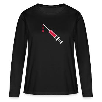 sang seringue - T-shirt manches longues Premium bio Femme - noir - Devant - Julia (174cm)