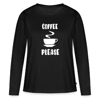 Kaffee bitte - Frauen Premium Bio Langarmshirt - Schwarz - Vorne - Julia (174cm)