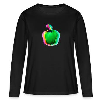 Habanero,chilli, bunt, verlauf ,schein - Frauen Premium Bio Langarmshirt - Schwarz - Vorne - Julia (174cm)
