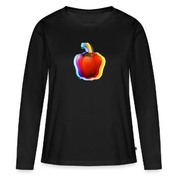 Habanero,chilli, bunt, verlauf ,schein - Frauen Premium Bio Langarmshirt - Schwarz - Vorne - Julia (174cm)
