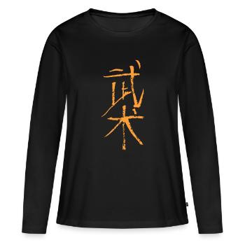 Wushu (Kampfkunst) Chinesisch TUSCHE - Frauen Premium Bio Langarmshirt - Schwarz - Vorne - Julia (174cm)