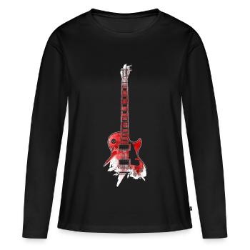 Red Guitar - Frauen Premium Bio Langarmshirt - Schwarz - Vorne - Julia (174cm)