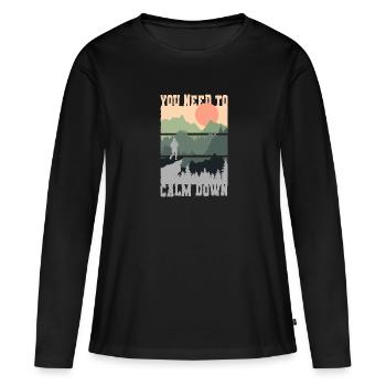 Cute Chick Dig Me Easter Shirt - Women's Premium Organic Long Sleeve Shirt - black - Front - Julia (174cm)