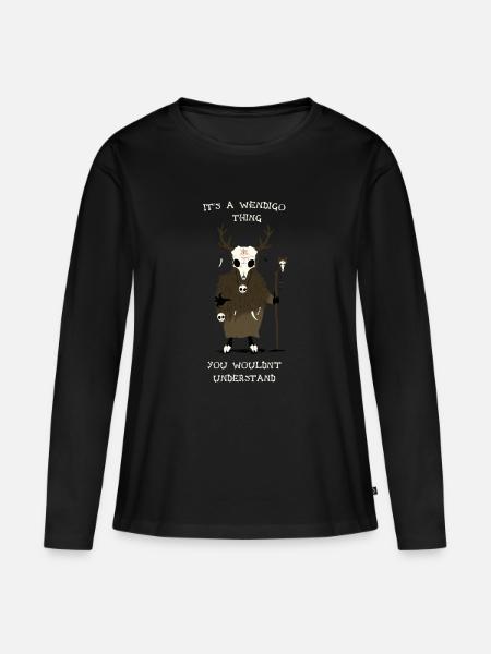 It's A Wendigo Thing - Frauen Premium Bio Langarmshirt - Schwarz