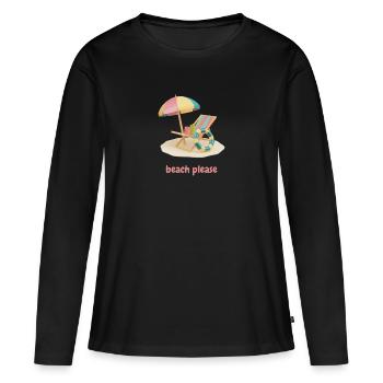 Plage s’il vous plaît - T-shirt manches longues Premium bio Femme - noir - Devant - Julia (174cm)