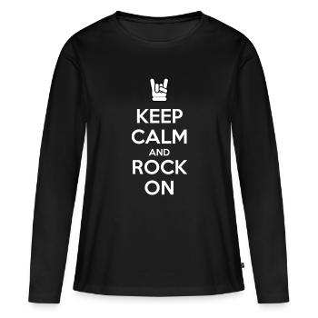 Reste calme et continue - T-shirt manches longues Premium bio Femme - noir - Devant - Julia (174cm)