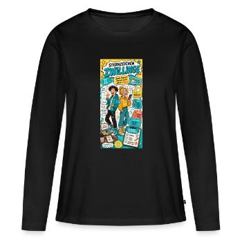 Sternzeichen Zwillinge - Zwei Ideen, sieben Pläne - Frauen Premium Bio Langarmshirt - Schwarz - Vorne - Julia (174cm)